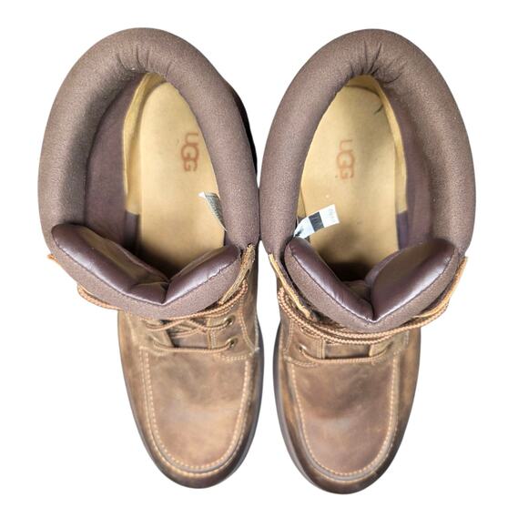Men's UGG Biltmore Leather Waterproof Brown Size 11 Moc Toe Lace‎ Up Soft Comfy - Picture 13 of 16